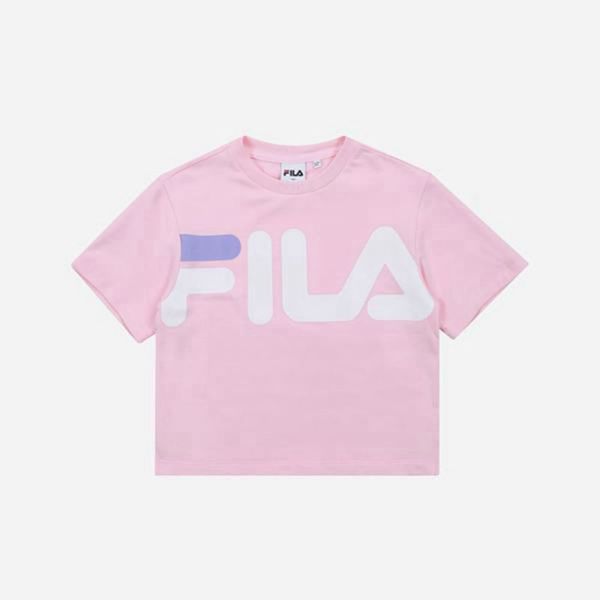 Camisetas Fila Menina Rosa - Fila Bambini Crop Top S/S Portugal Lojas,KQIO-96243